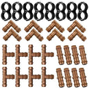 Irrigation Fittings Kit for 1/2 Inch Tubing Include 8 Tees, 8 Couplings, 8 Elbows and 8 End Cap Plugs Drip Irrigation Barbed Connectors, Drip Line Connectors Set by GreenHaven Gardens