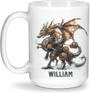 Personalized Name Dragon Lover Ceramic Mug 15oz, Custom Mechanical Dragon Design Coffee Cup, Unique Dragon Mug Gift For Fantasy Enthusiasts, Customized Kid Cup On Birthday, Holiday by CozyNest Decor