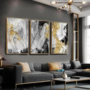 YJYart Gold Wall Art Abstract Wall Art Living Room Decor Black and White Canvas Picture Home Decor Wooden Frame Line Paintings Modern Artwork Office Decor 24"x 36"x 3 Pieces by CozyNest Decor