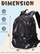 BLUEFAIRY Kids Backpack for Boys Elementary Primary School Bags for Childs Black Bagpack Book Bag Back to School Gifts for Son Mochilas Escolares para Niños 17" Large Compartment Black/Red by TinyTreasures Baby Boutique