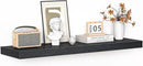 Floating Shelves - 10.3 Inch Deep Wall Shelf for Decor & Storage - Wall Mounted Display Shelving with Invisible Heavy-Duty Metal Bracket - 36" W x 10.3" D x 1.8" H - Set of 1 - Rustic Black by CozyNest Decor