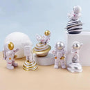 Blue Astronaut Statues Set of 3, Outer Space Theme Figurines Planet Nursery Classroom Bedroom Decor Cake Toppers by CozyNest Decor