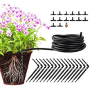 Drip Irrigaition Kits for 1/4" Tubing 32ft, Silicone Hose Drip Irrigation Accessories Compatible Automatic Drip Kit or Watering System Fittings Kit Pack