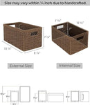 StorageWorks Round Paper Rope Storage Baskets, Rectangular Wicker Baskets with Built-in Handles, Medium, 2-Pack by CozyNest Decor