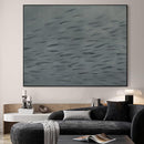 SIGNWIN 46"x60" Extra Large Framed Wall Art Gray School of Fish Minimalist Ocean-Inspired Marine Life Illustration for Home Living Room Bedroom Decor (Frame Assembly Required) by CozyNest Decor