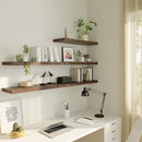 Large Floating Shelves for Wall Set of 3 Wooden Wall Shelves 36 in x 12.75 in x 2 in Room Decor Long Shelf with Invisible Wall Mount Bracket for Bedroom Kitchen Living Room Walnut by CozyNest Decor