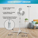 EZ-CHILL 16” Oscillating Pedestal Fan, 3-speed Options, 90-Degree Oscillating Head, Adjustable Height and Tilt, Powerful Air Flow, Black, MTFS-16B-BLK by CozyNest Decor