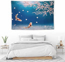 Japanese Koi Fish Tapestry, Cherry Blossoms Asian Oriental Blue Floral Branch Koi Fish Carp Tapestries Wall Hanging for Bedroom Living Room Office Decor 60"x40" by CozyNest Decor