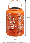Glitzhome Solar Lantern Orange Metal Cutout Scrollwork Outdoor Hanging Solar Light with Handle for Garden Patio Yard Outdoor Decor by GreenHaven Gardens