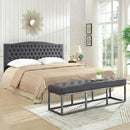 24KF Upholstered Tufted Button Linen Fabric Headboard,Comfortable Fashional Headboard King/CA King Size,Dark Gray by CozyNest Decor