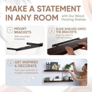 Homeforia Walnut 36 inch Floating Shelf, High End Solid Real Wood 36inch Large Shelves for Bathroom Wall, Dark Brown 36 inches Long Floating Shelves, Heavy Duty Bracket, 36 X 6.5 X 1.75 inch, Set of 2 by CozyNest Decor