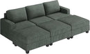 Nolany Corduroy Sectional Couch with Storage Ottoman, Sleeper Sectional Sofa with Chaise, Modular Sectional Couches for Living Room, Green by CozyNest Decor