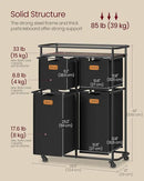 VASAGLE Laundry Sorter, Laundry Hamper with Wheels, 39.6 Gal. (150 L) Portable Rolling Cart Baskets with Shelf, 4 Removable Liners and 6 Labels, Ink Black and Chestnut Brown URLS100B01 by CozyNest Decor