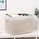 Bidtakay Beige Storage Basket Large Fabric Cloth Baskets [2-Pack] Tall Rectangular Shelf Baskets 16X11.8X11.8 in Canvas Collapsible Storage Bins with Handles for Organizing Living Room(White&Beige) by TinyTreasures Baby Boutique