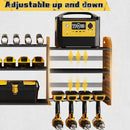 Power Tool Organizer with Charging Station Wall Mount, 3 Layer Expanded Heavy Duty Garage Organization, 45.5 Inch Length Garage Tool Storage, 8 Drills, 2 Assemble Method, Yellow by GreenHaven Gardens