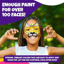 28 Color Face Painting Kit for Kids - Blue Squid Face Paint Kit Palette with 160pc accessories Stencils, Water Activated Non Toxic Washable Professional Facepaint body set Halloween Party Makeup by TinyTreasures Baby Boutique