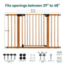 BABELIO 29-48" Metal Baby Gate with Brown Wood Pattern, Auto Close Dog Gate for The House, Stairs and Doorways, Pressure Mounted Pet Gate with Door, Safety Gate for Child and Pets by TinyTreasures Baby Boutique