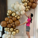 Brown and Gold Balloons 12 Inch Double Stuffed Dark Coffee Tan Cream Beige Sand Nude Neutral Latex Balloon Confetti Balloons for Boho Birthday Rodeo Thanksgiving Baby Bridal Shower Party Decor by CozyNest Decor