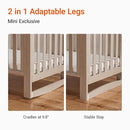EvoNest Baby Crib, 6 in 1 Convertible Mini Crib with Wheels, 100% New Zealand Solid Wood Growing Bed, 4 Adjustable Mattress Height，Washed Natural by TinyTreasures Baby Boutique
