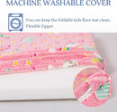 MeMoreCool Kids Floor Futon Mattress Large 6x4 FT, Thicken Foam Tatami Mattress for Children Play Area, Foldable Sleeping Pad Crawling Tatami Mat for Playroom, Pink Rainbow by TinyTreasures Baby Boutique