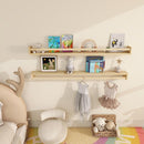 Fun Memories Nursery Book Shelves - Rustic Natural Solid Wood Floating Bookshelf for Kids - Wall Book Shelves for Kids Room (Natural, 48inch - 2P) by TinyTreasures Baby Boutique