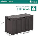 YITAHOME 100 Gallon Outdoor Storage Box, Large Water Resistant Resin Deck Box, Indoor Outdoor Lockable Storage Container for Patio, Garden, Cushions, Tools, Equipment (Dark Brown) by CozyNest Decor