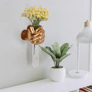 Gold Wall Sculptures, Hand Vases Home Decor, Wall Mount Art Sculpture, Unique Wall Art Statue, Funky Flower Vase Decorations, Modern Eclectic Hanging Decor,Glass Test Tube Vase by CozyNest Decor