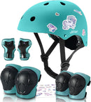 Adjustable Kids Bike Helmet with Knee & Elbow Pads Set, Color Gradient Design for Boys and Girls Aged 3-14+, for Skateboarding, Scooter, Roller & Inline Skating, Longboard by TinyTreasures Baby Boutique