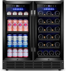 30 Inch Wine and Beverage Refrigerator, Upgrade Dual Zone Wine Cooler, 30'' Wine beverage Fridge Built in or Freestanding Under Counter Large Capacity Glass Door Advanced Cooling System,Black by CozyNest Decor