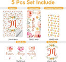 Custom Baby Bedding Set - 5 Pcs Customized Nursery Bedding Set with Name - Comfortable Double Layer Crib Sets for Girls Boys - Personalized Gifts for Toddler Infant New Parents - Orange Flowers by TinyTreasures Baby Boutique