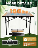 KingCamp Folding Camping Table, Aluminum Roll-Up Camp Table, Large Foldable Table for 2-4 Person, Outdoor Portable Tables with Carry Bag, 180 LBS Heavy Duty Load (Bamboo：40.16“x27.5”，2-4 People) by GreenHaven Gardens