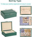 Small Jewelry Organizer for Women, 2-Layer Travel Jewelry Box with Portable Case, Necklace Ring Storage for Dresser, Girls Teens Gifts (Green) by TinyTreasures Baby Boutique
