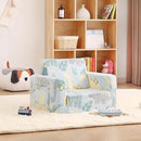 Toddler Chair Kids Couch, 2-in-1 Toddler Soft Sherpa Couch Fold Out Armchair Glow in The Dark with Removable Cover, Convertible Reading Chair Sofa for Kids, Plush Green Dinosaur by CozyNest Decor