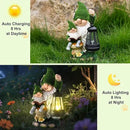 Solar Garden Gnome Statue Flocked Reading Parent & Child Gnomes with LED Light, Outdoor Waterproof Lawn Ornament Decor for Patio Lawn Yard Pathway Gift Idea for Women Mom Mothers Day by CozyNest Decor