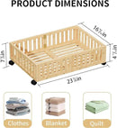 Bamboo Under Bed Storage with Wheels (2-Pack) – Rolling Underbed Shoe Organizer Box for Shoes, Blankets, Toys, Clothes Container Space-Saving Organizer Bins for Bedroom, Closet, Dorm, Nursery by CozyNest Decor
