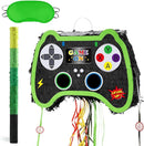 WERNNSAI Foldable Video Game Piñata - Pull String Gaming Birthday Party Supplies Extendable Piñata with Blindfold Bat and Tassels Game On Birthday Party Decoration Folding Piñatas for Classroom Game by TinyTreasures Baby Boutique