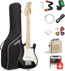 Donner 30 Inch Kids Electric Guitar Beginner Kits ST Style Mini Electric Guitar for Boys Girls with Amp, 600D Bag, Tuner, Picks, Cable, Strap, Extra Strings, DSJ-100, Black by TinyTreasures Baby Boutique