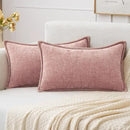MIULEE Pack of 2 Couch Throw Pillow Covers 12x20 Inch Blush Pink Farmhouse Decorative Pillow Covers with Stitched Edge Soft Chenille Solid Dyed Spring Pillow Covers for Sofa Bed Living Room by CozyNest Decor
