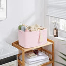 3-Pack Shelf Baskets for Organizing, Woven Storage Basket for Shelves, Cotton Rope Storage Bins for Toys Books, Nursery Towel Baskets for Classroom, 14.96"X9.8"X8.85", Pink by CozyNest Decor