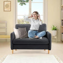VINGLI 47" Small Couch, Linen Loveseat Sofa Black Mini Couch Mid Century Modern Decor Love Seat for Small Spaces Living Room, Bedroom, Play Room by CozyNest Decor