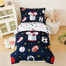 PERFEMET Sports Bedding Set Twin Size 4 Pcs Reversible Ball Sport Theme Comforter Set for Boys Girls Soft Reversible Navy Blue Baseball Football Kids Bed in a Bag(Sport, Twin) by TinyTreasures Baby Boutique