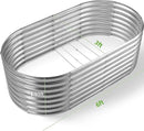 Land Guard Galvanized Planter Raised Beds, 6×3×1.99ft Galvanized Water Trough, Keyhole Raised Garden Bed Metal Galvanized by GreenHaven Gardens
