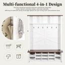 Ball & Cast 4-in-1 Hall Tree with 6 Hooks,Walnut Entryway Bench with Adjustable Shelves,Rustic Shoe Organizer with 16 Open Compartments,for Mudroom,Living Room,Hallway,White by CozyNest Decor