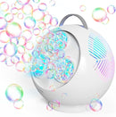 Bubble Machine Automatic Bubble Blower for Kids Toddlers Rechargeable Portable Spherical LED Bubble Maker Electric Auto Rotating 45°/360° Outdoor Toy Birthday Party Wedding (Spherical White) by TinyTreasures Baby Boutique