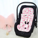 Infant Car Seat Insert, Soft Baby Car Seat Head & Body Support for Girl Boy, Reversible Newborn Preemie Carseat Insert Cushion with 3 Straps Pads, Fits Car Seat, Stroller, Swing, Bouncer, Pink Bow by TinyTreasures Baby Boutique