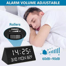 Kogonee Wooden Digital Alarm Clock, 0-100% Dimmer, 2 Alarm Settings, Weekday/Everyday Mode, 9 Mins Snooze, 12/24H, Temperature and Date Display for Office, Travel, Bedroom Alarm Clock (Black) by CozyNest Decor