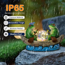 Solar Frog Boating Garden Statue with Ball Light 5.1" Resin Frogs Decor for Home Front Door Patio Porch Balcony Women Gardeners Moms Wives Girlfriends by GreenHaven Gardens