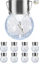 Solar Lights Outdoor Hanging Decorative Globe 8 Pack, Waterproof Solar Lantern with Handle and Clip, Solar Powered Glass Ball Lights for Garden Yard Fence Tree Umbrella Holiday Décor, Cold White