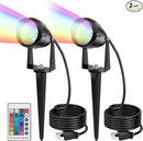 1500LM LED High Brightness Outdoor Landscape Lighting 15W RGBCW Color Changing Landscape Lights Remote Control Spot-Lights with Plug in IP66 Waterproof Flood Light for Garden - 2 Pack by GreenHaven Gardens