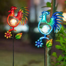 Rooster Solar Garden Lights, 2 Pack Metal Solar Stake Light, 27" H Outdoor Chicken Statues Figurine Lights for Spring Garden Lawn Patio Yard Decoration by GreenHaven Gardens